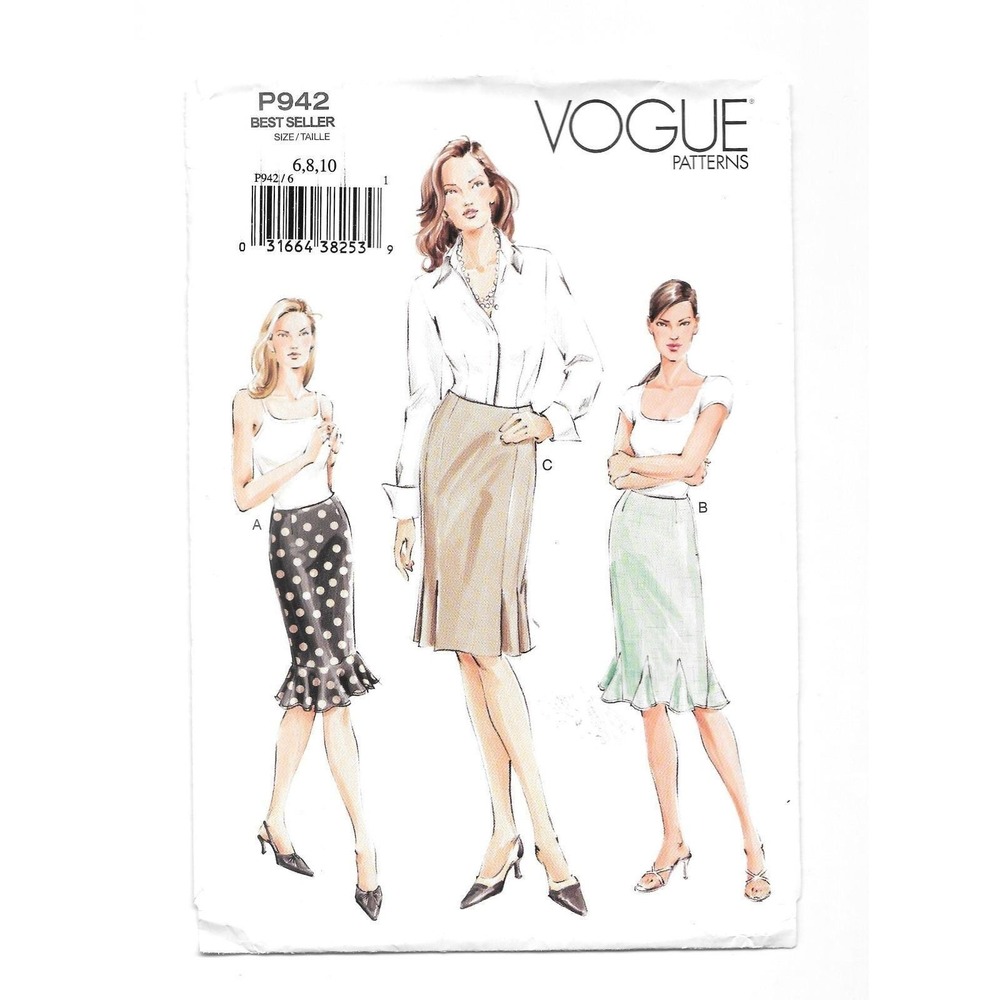 Vogue P942 Misses' Petite Skirt Size 6 8 10‎ Sewing Pattern Uncut